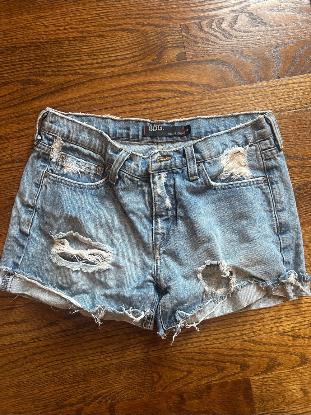 BDG Light Wash Distressed Denim Jean Shorts